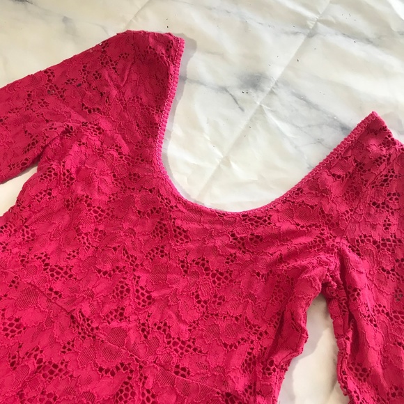 Free People Hot Pink Lace Rose Garden Dress - Picture 3 of 7